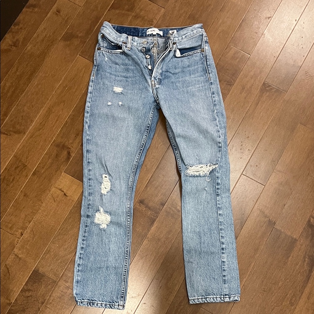 Re/Done Blue Distressed Women Jeans